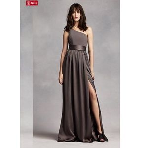 Vera Wang Charcoal One Side Silk Dress